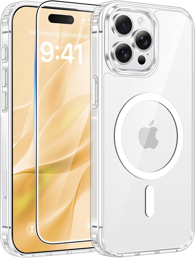 FNTCASE for iPhone 15 Pro Case: Anti Yellowing Transparent Clear Magnetic Phone by FNTCASE