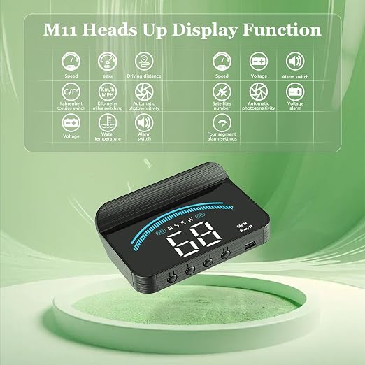 AZIJYV Heads Up Display for Cars M11, Universal OBD+GPS Digital Speedometer - Image 2