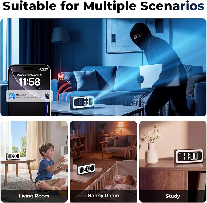 Gyliziex 2K Clock Camera, 5G & 2.4G WiFi Indoor Pet Nanny Cameras - Image 5