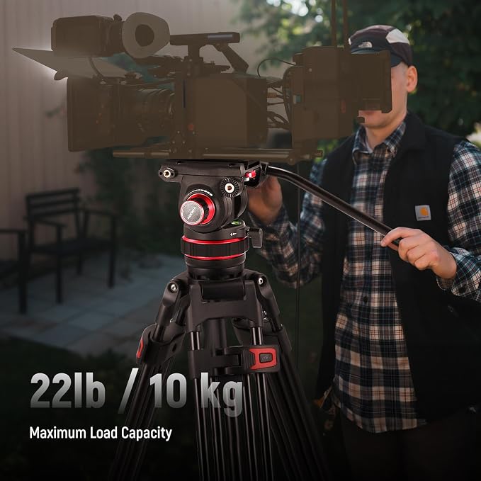 NEEWER 74" Video Tripod with Adjustable Damping Fluid Head, Metal Heavy Duty - Image 6