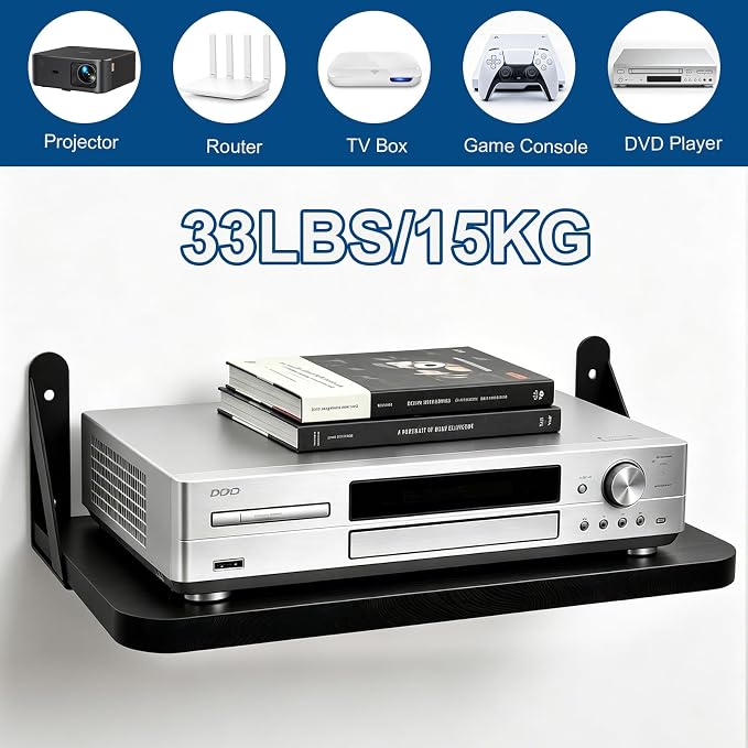 Floating Projector Shelf, Router Wall Mount Wood Shelf, Projector Mount Rack - Image 3