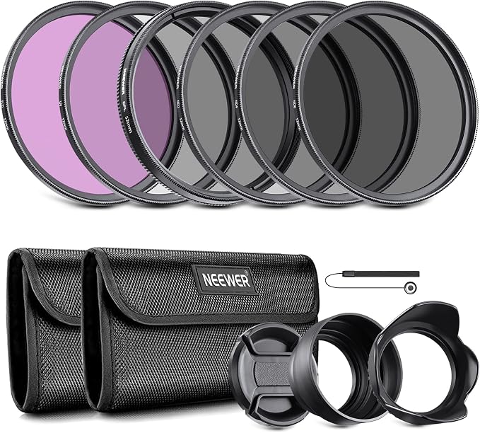 NEEWER 52mm ND Lens Filter Kit: UV, Lens Hood and Lens Cap Compatible by Neewer