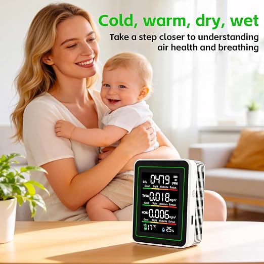 5-in-1 Indoor Air Quality Monitor, Portable CO2 Detector - Image 4