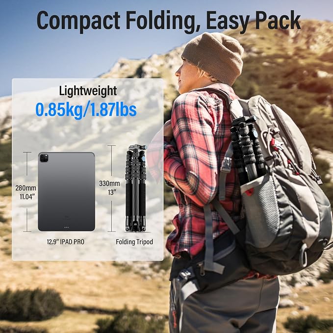 Sirui Compact Traveler 5C Tripod 54.3 inches Lightweight Carbon Fiber Travel - Image 6