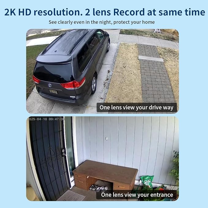 Dual Lens Cameras for Home Security, 2.4G/5G PTZ Outdoor Plug-in Camera - Image 3