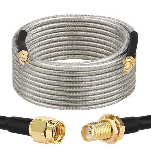 RP-SMA Male to RP-SMA Female Bulkhead Cable 20FT, RG58 Coaxial Cable by XRDS-RF