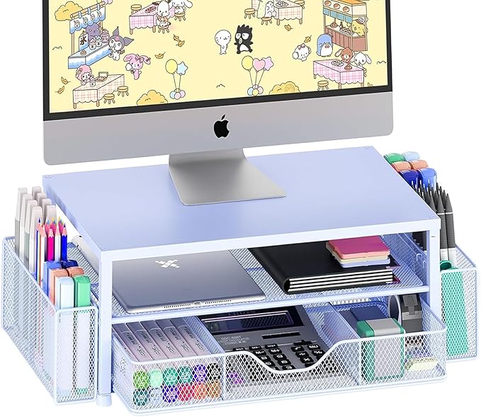OPNICE Desk Organizers and Accessories, 2-Tier Computer Monitor Stand Riser by OPNICE