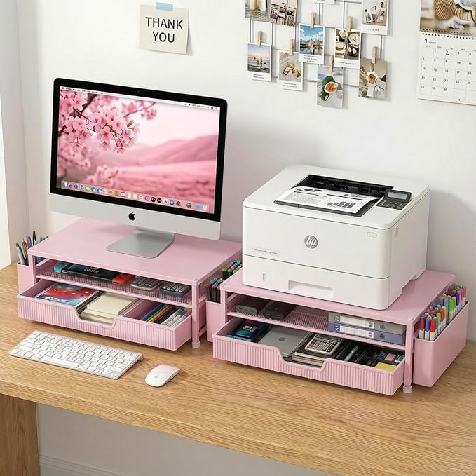 ECOLOVI Desk Organizer and Accessories, 2-Tier Computer Monitor Stand Rise - Image 8