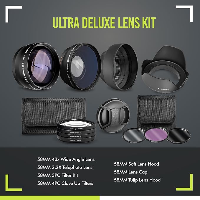 Ultra Deluxe Lens Kit for Canon Rebel T3, EOS 80D, EOS 77D Cameras - Image 2
