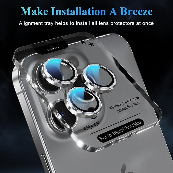 YWXTW Camera Lens Protector for iPhone 16 Pro/iPhone 16 Pro Max, Tempered Glass - Image 5