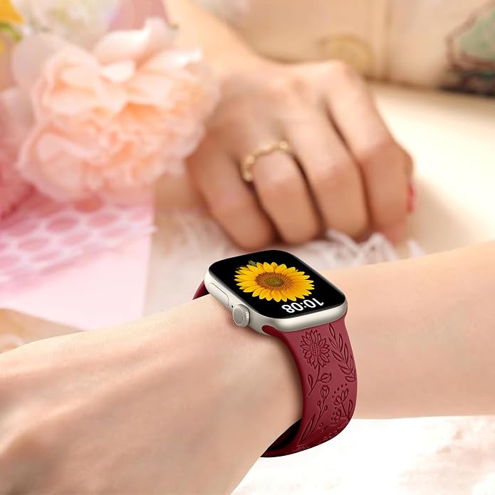 SNBLK 6 Pack Floral Engraved Bands Compatible - Image 6