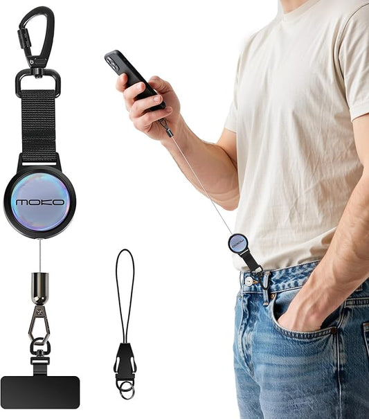 MoKo Anti-theft Phone Tether, Phone Lanyard Retractable Steel Line Cellphone by MoKo
