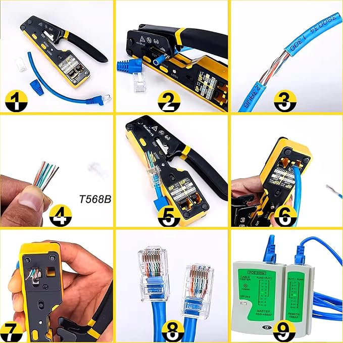 RJ45 Pass Through Crimp Tool Kit, 3-in-1 Ethernet Crimper - Image 4