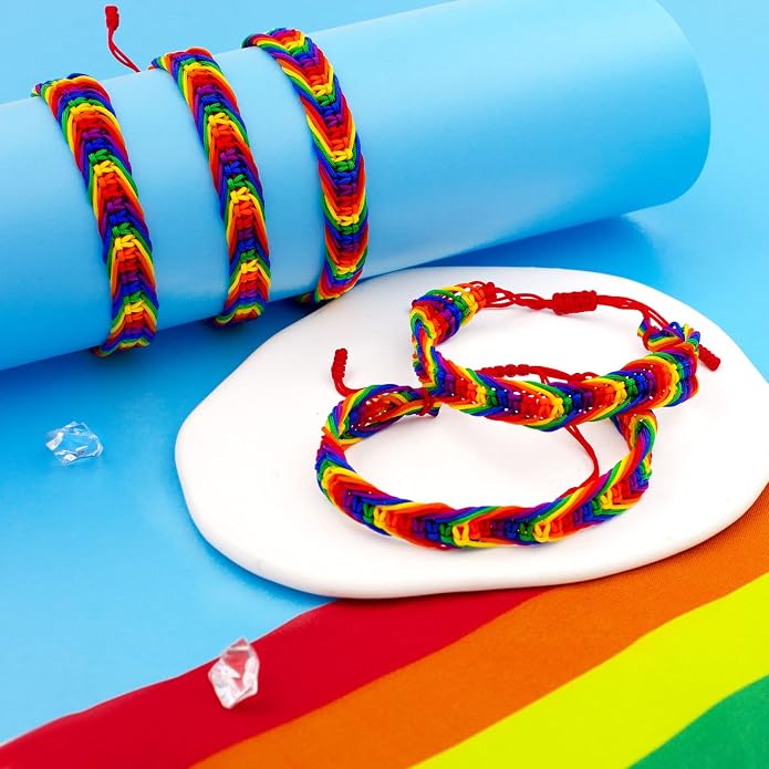 Nanafast Titanium Stainless Steel Rainbow LGBT Pride Bracelet Handmade Braided - Image 2
