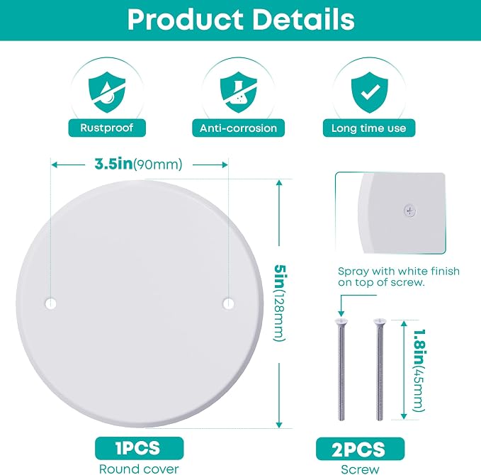 1 Pcs Smoke Detecte Cover Plate, 5 Inch Metal Round Blank Ceiling Cover Plate - Image 2
