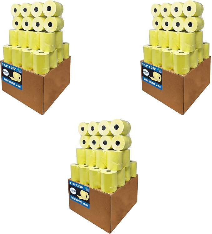 3 1/8 x 230 Yellow Thermal Paper Receipt Rolls fits all Clover POS Cash by BuyRegisterRolls%C2%AE