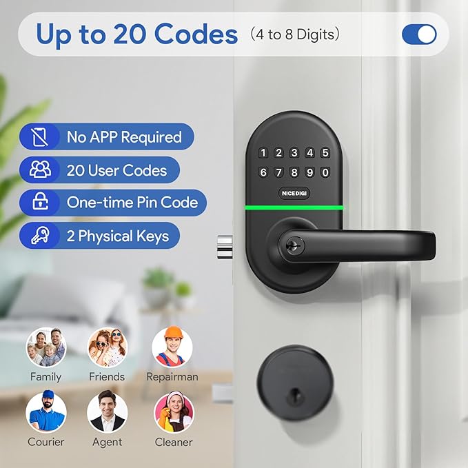Keypad Door Lock with Handle: Keyless Entry Smart Lock - Image 2