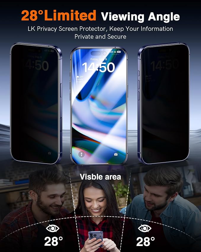 LK 2 Pack for iPhone iPhone 17 Pro Max Privacy Screen Protector Anti-Spy - Image 2