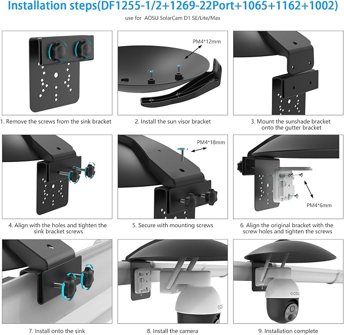 HOLACA Universal PTZ Camera Gutter Mount and Sun Rain Shade Cover - Image 7