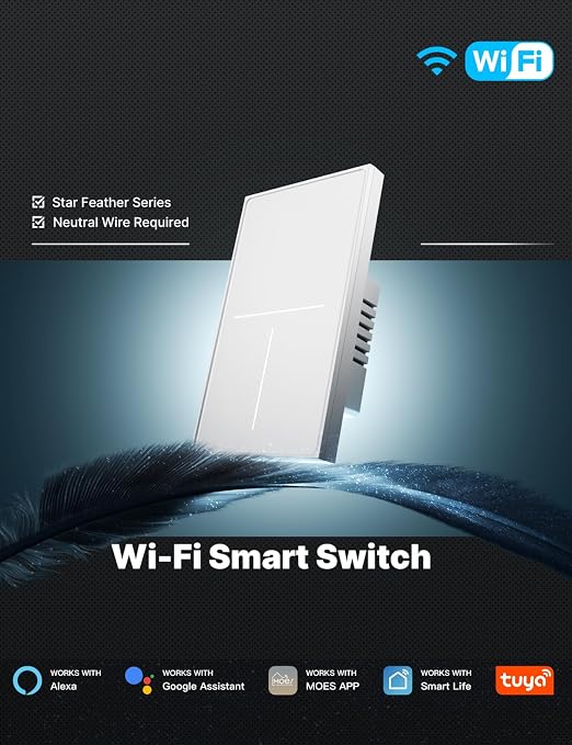 MOES Full Touch Smart Switch, SF Wall Light Switch, Neutral Wire Required - Image 8