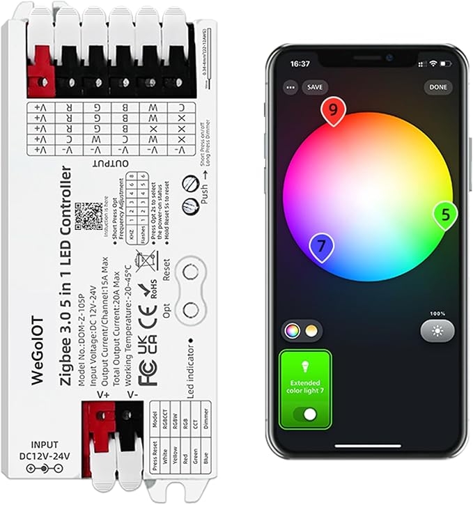 Zigbee 3.0 5-in-1 Smart LED Controllers, DIMMER WW/CW RGB RGBW RGBCCT Strips - Image 2