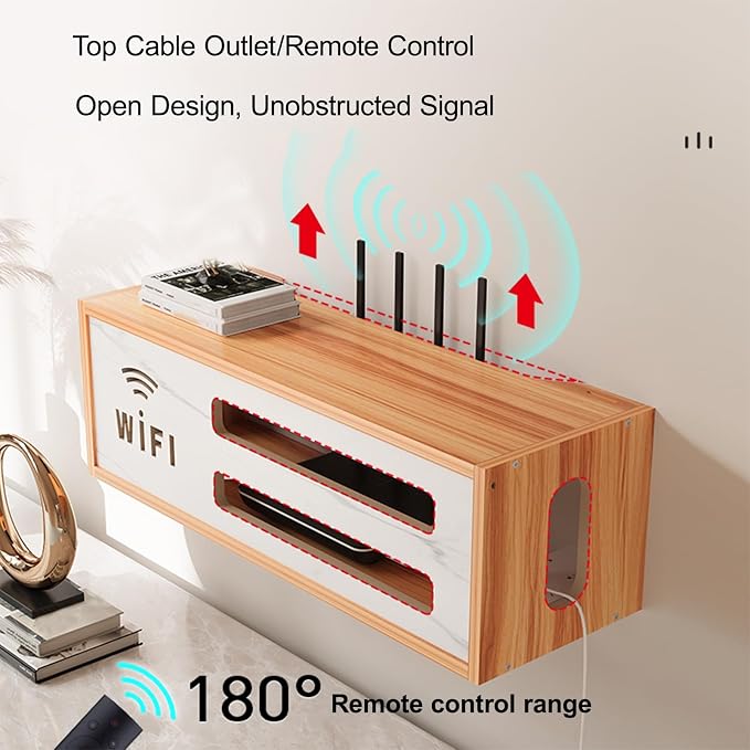 Wall Mount WiFi Router Box, WiFi Router Storage Cabinet, Power Strip and Cable - Image 5