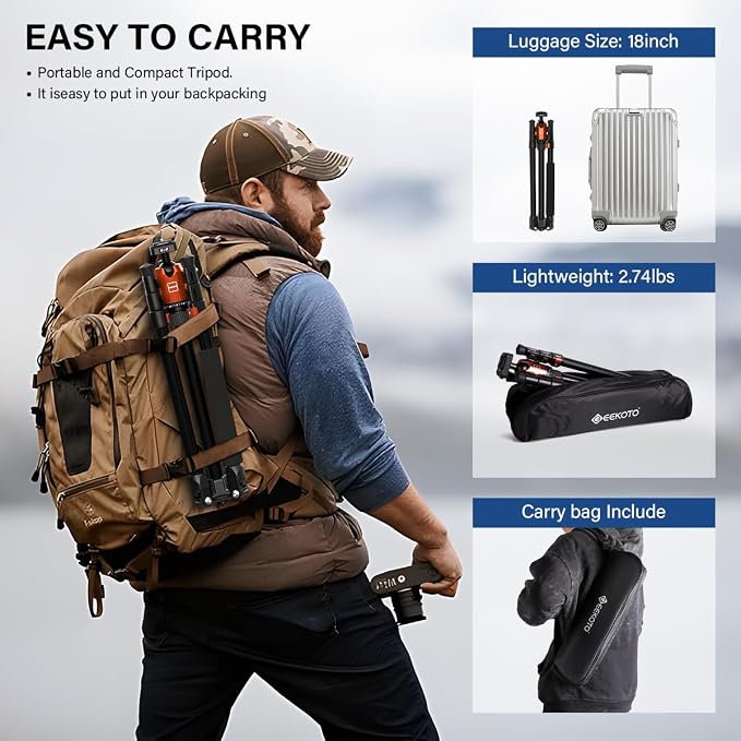 Geekoto 73-Inch Camera Tripod - Image 7