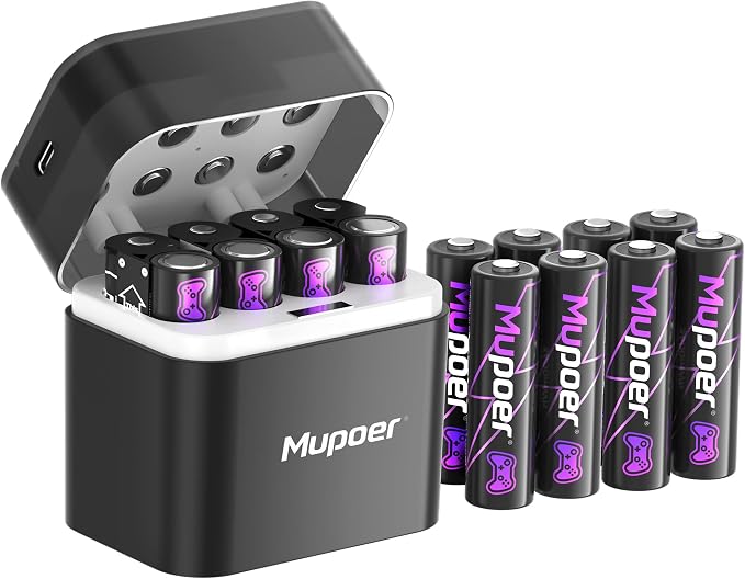 Rechargeable AA Batteries Lithium 16x3000mWh, Xbox Controller Battery Pack by Mupoer