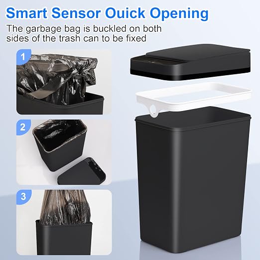 Anborry Bathroom Automatic Trash Can 2 Pack 2.2 Gal & 4 Gal Touchless Motion - Image 7