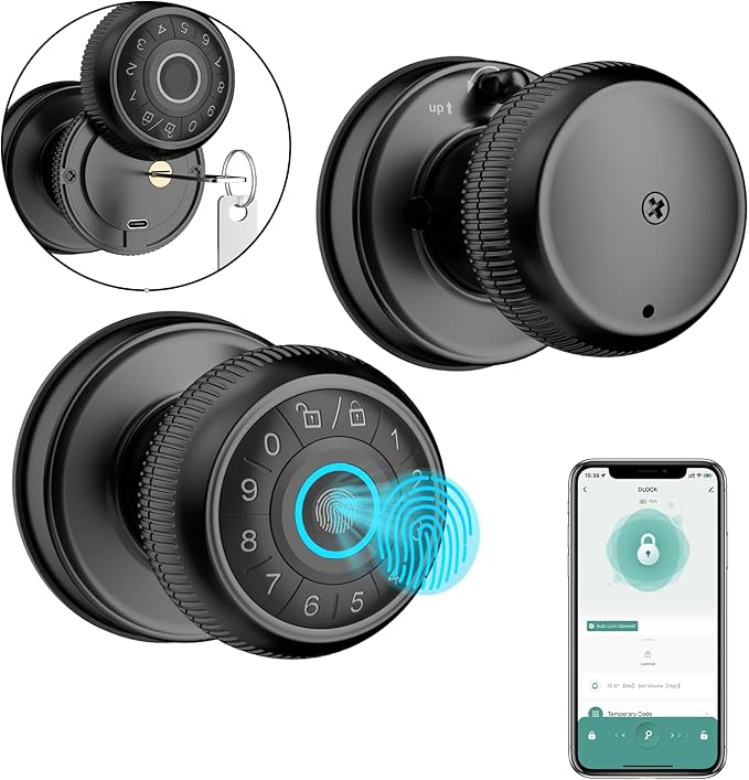 BIWIBON 4-in-1 Smart Door Knob, Fingerprint Door Knob by BIWIBON
