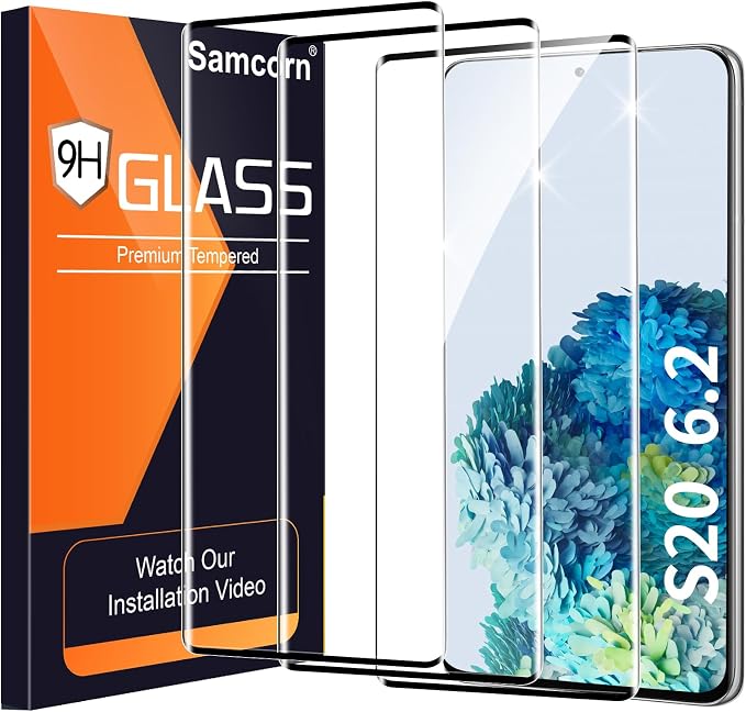 3 Pack Galaxy S20 Screen Protector, HD Clear Tempered Glass, Fingerprint Unlock by Unknown