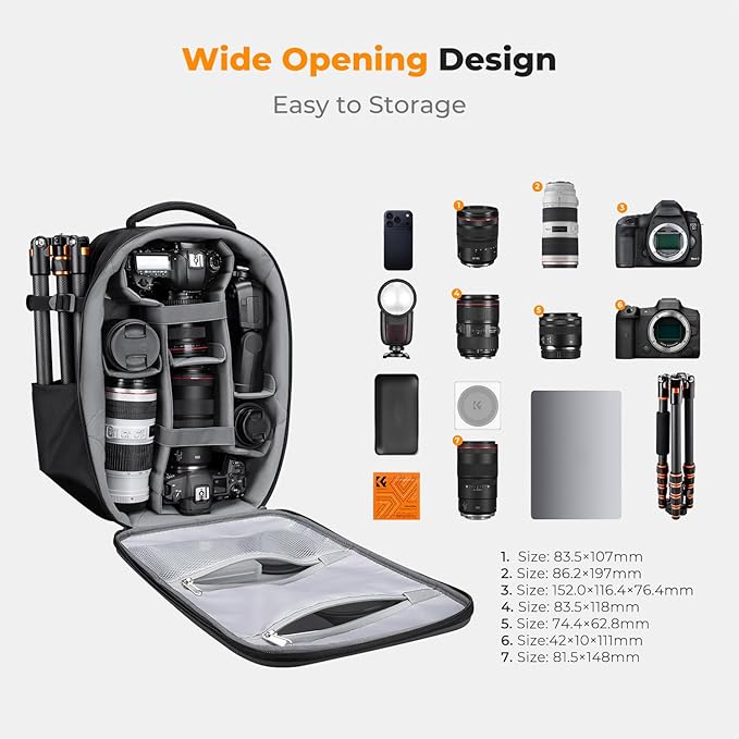 K&F CONCEPT Camera Backpack, Hardshell Photography DSLR Camera Bag - Image 2