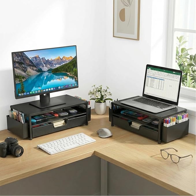 ECOLOVI Desk Organizer and Accessories, 2-Tier Computer Monitor Stand Rise - Image 6