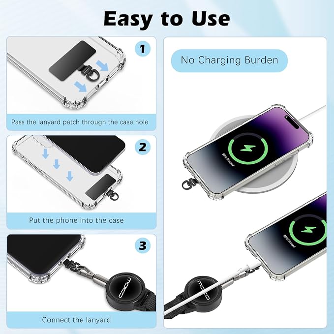MoKo Anti-theft Phone Tether, Phone Lanyard Retractable Steel Line Cellphone - Image 5