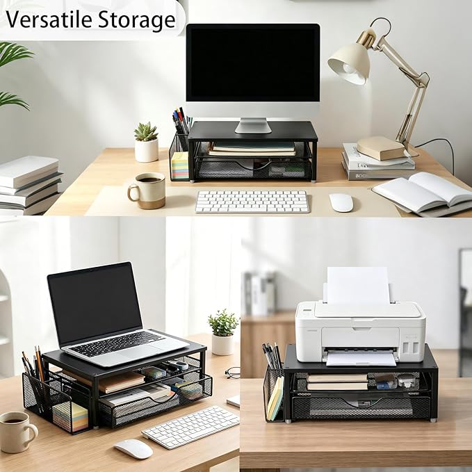 Spacrea Desk Organizer and Accessories, Computer Monitor Stand Riser - Image 3