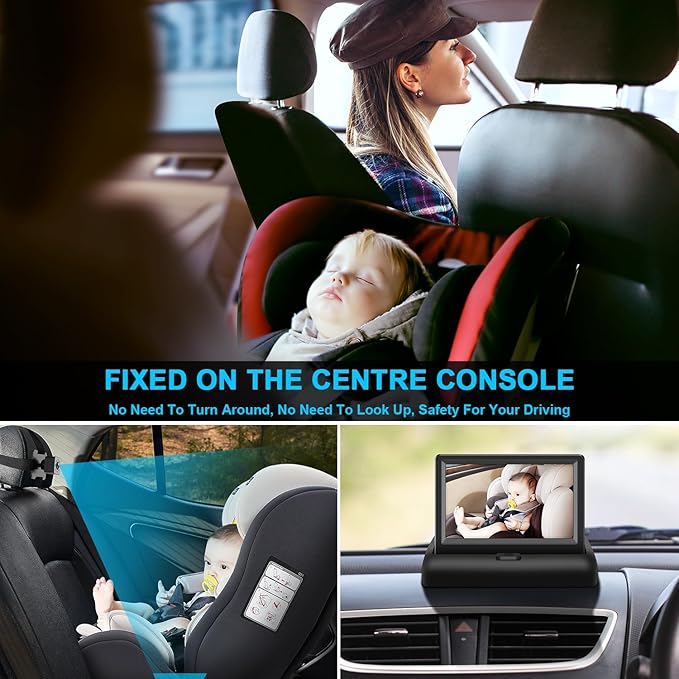 Baby Car Mirror with 4.3'' HD Night Vision Function Display, Safety Car Seat - Image 4