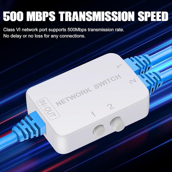 2 Ports Network Switch Splitter Selector RJ45 Network Switch 2x1 Ethernet RJ45 - Image 4