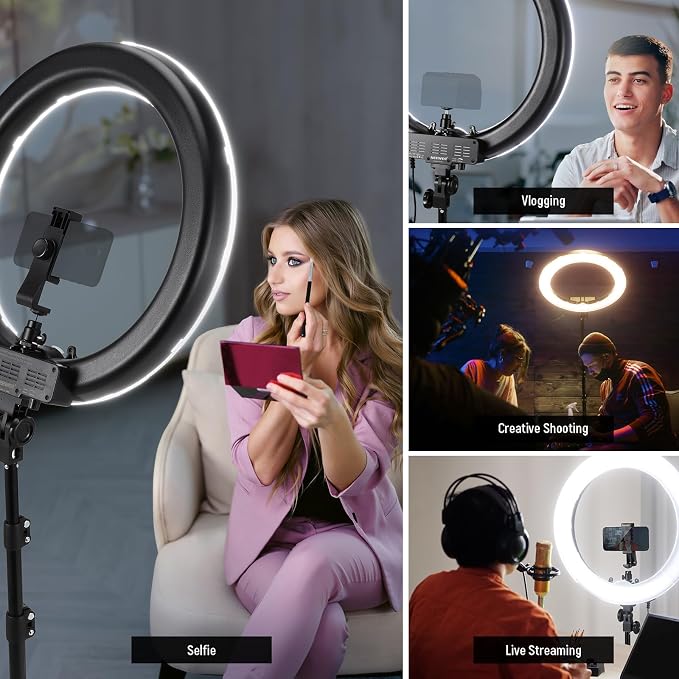 NEEWER 55W 18"/45cm Ring Light Kit, 5600K Dimmable LED Ringlight Tripod Stand - Image 5