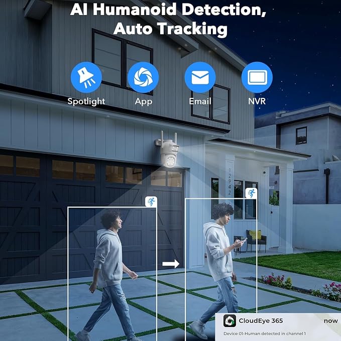 Camcamp Dual-Lens Home Security Cameras System Wireless Outdoor, 4 Cam Kits | 4 - Image 3