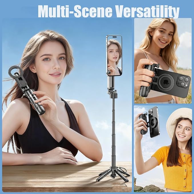 4 in 1 Magnetic Tripod Pocket Selfie Stick Extends to 1.5ft Cell Phone Stand - Image 6