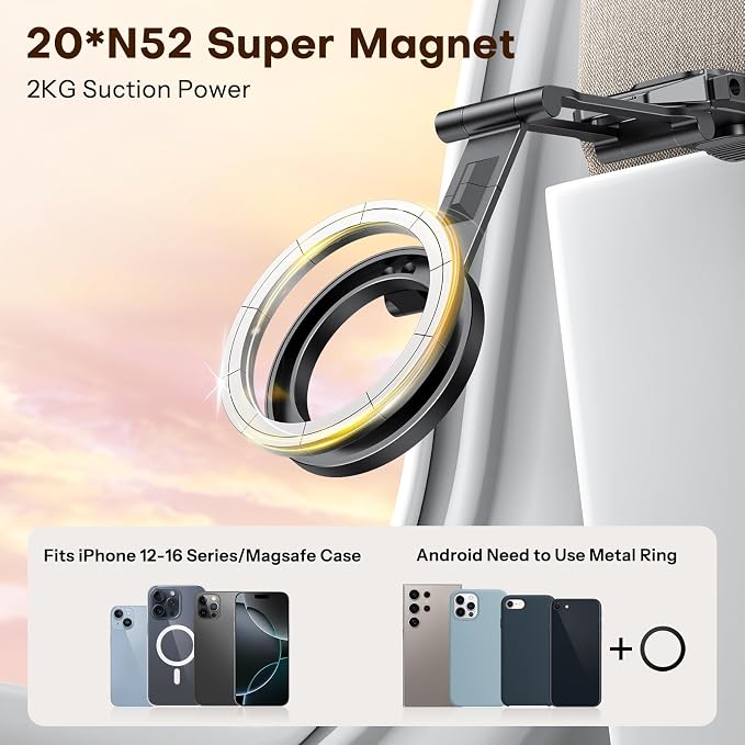 OMOTON TP02 360°Rotating for MagSafe Tripod, Aluminum Magnetic Phone Tripod for - Image 2