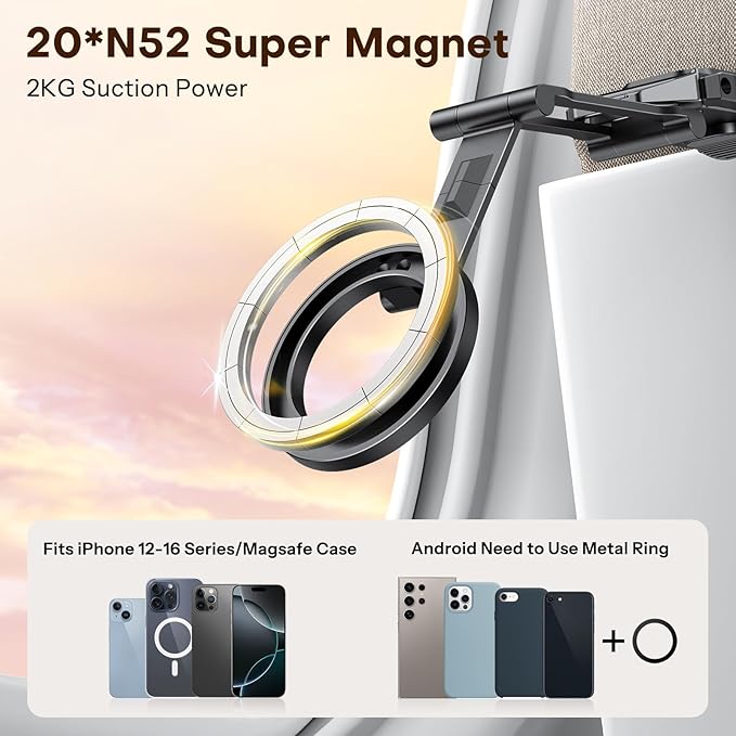 OMOTON TP02 360°Rotating for MagSafe Tripod, Adjustable Aluminum Magnetic Phone - Image 2