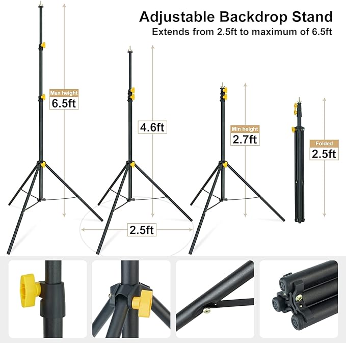 LINCO Lincostore Backdrop Support Stand Kit 10x6.5ft Adjustable Photography - Image 5