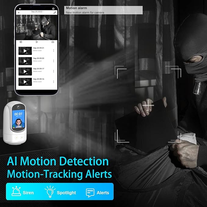 2-Way Video/Audio Security Camera Screen WiFi AI Detection - Image 6