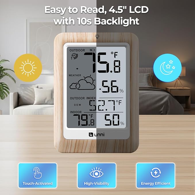 Indoor Outdoor Thermometer Wireless Weather Station, Temperature Humidity - Image 5