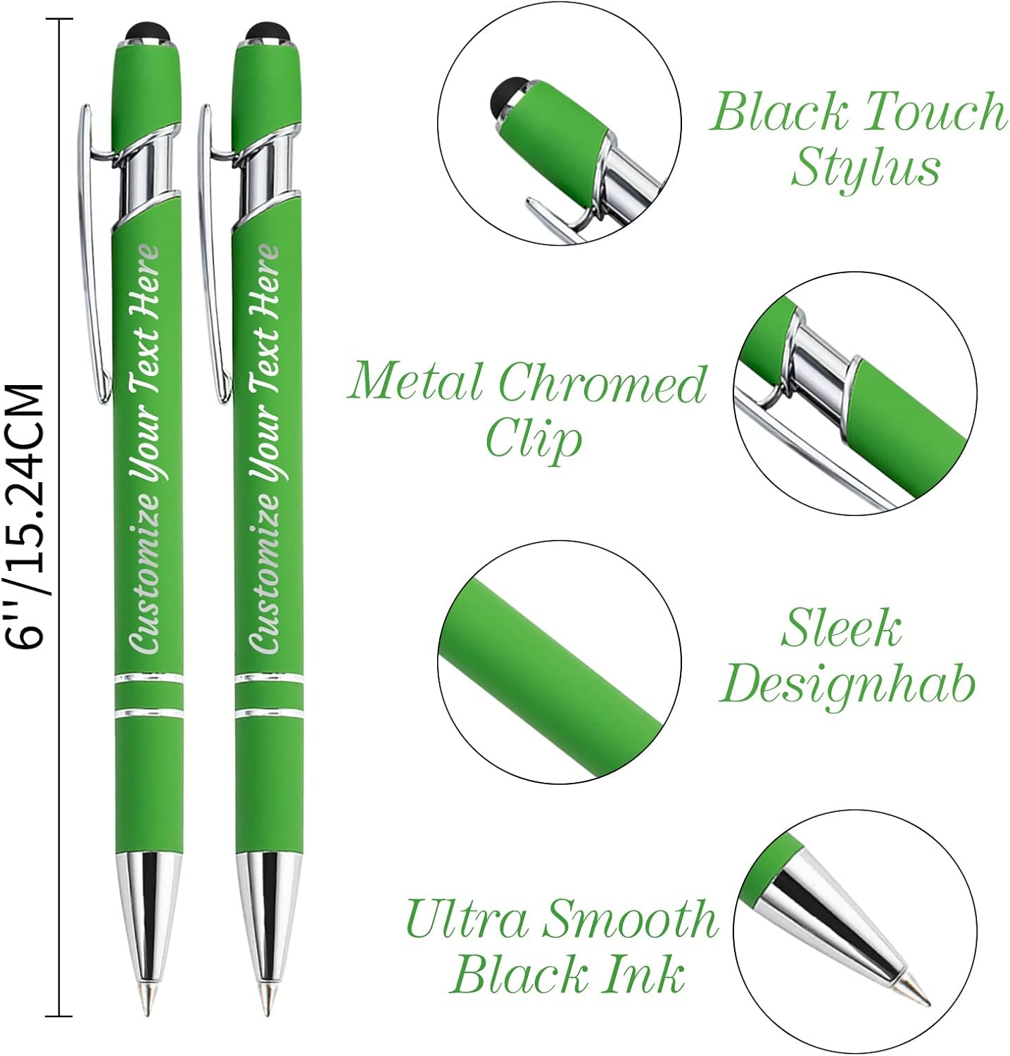 Personalized Pens Bulk 100 with Name Custom Engraving Ballpoint Pens with Stylus Tip Customized Smooth Writing Pens Personalized Gifts for Anniversary Birthday or Graduation(Orange,Black Ink)