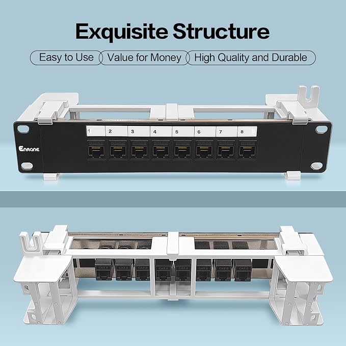 8 Port Patch Panel Cat6 Keystone Coupler Unshielded Wall Mount 10inch - Image 7
