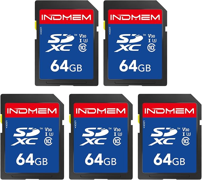 64GB SD Card 5 Pack, High Speed up to 90M/S SDXC UHS-I Memory Cards, Full HD & by elecacc