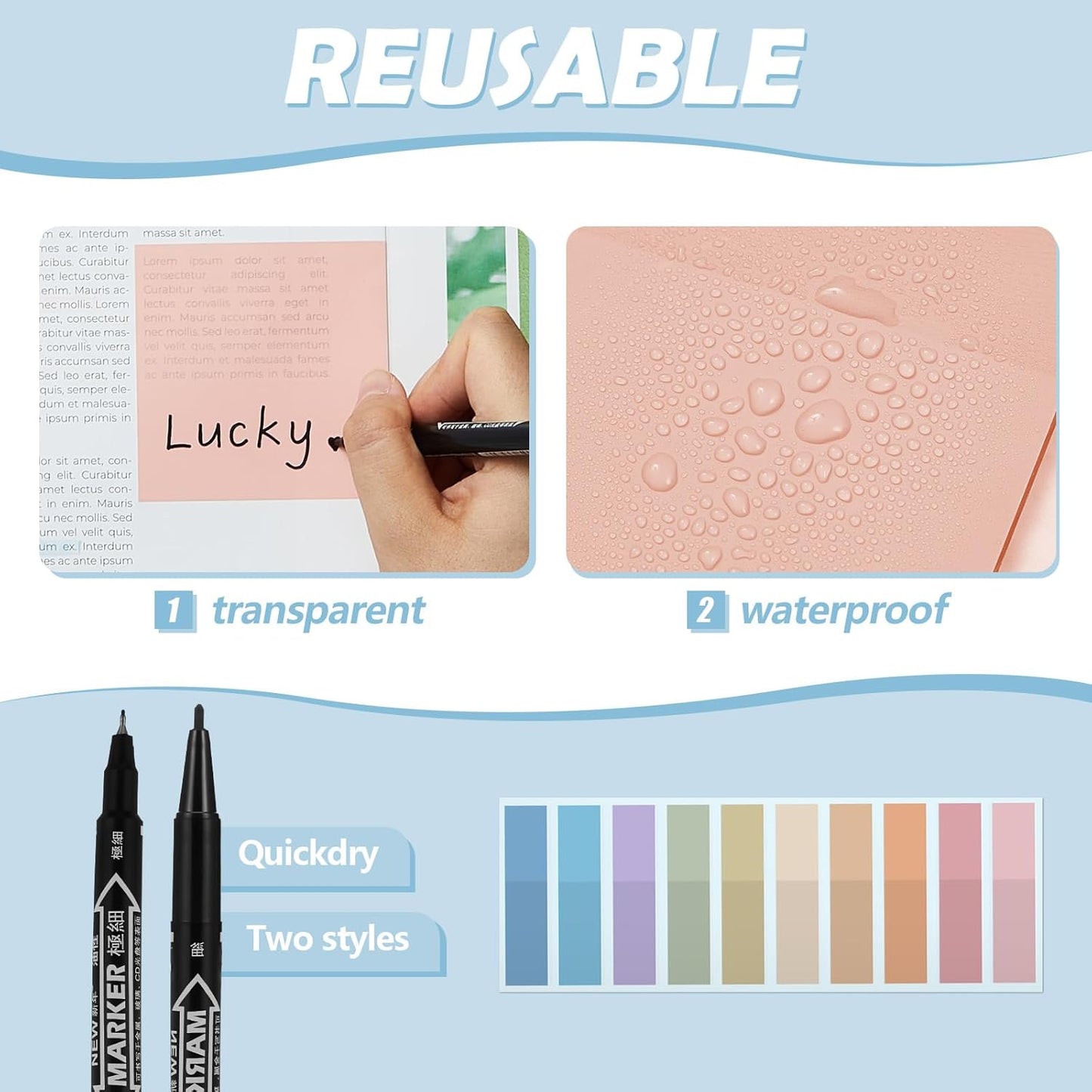 Jutom 39 Pcs Aesthetic Book Annotation Kit Highlighter with Pencil Case Bag Gel Pen Transparent Sticky Note Taking Bible Study College School Supplies(Pink,Cute Style)