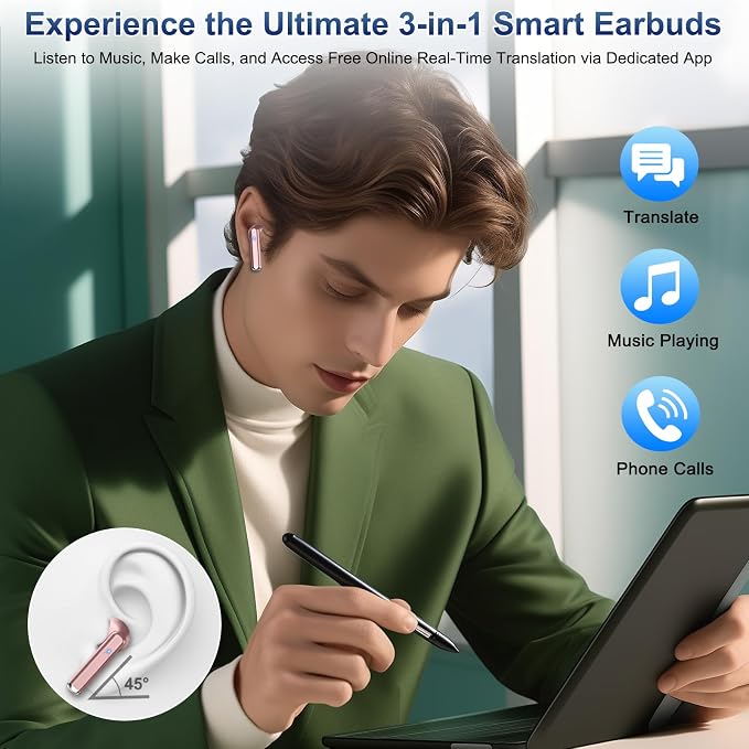 2026 AI Translation Earbuds Real Time, 165 Language Translator Earbuds 3-in-1 - Image 7